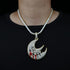 XL Iced Out Blood Moon Hip Hop Pendant Necklace