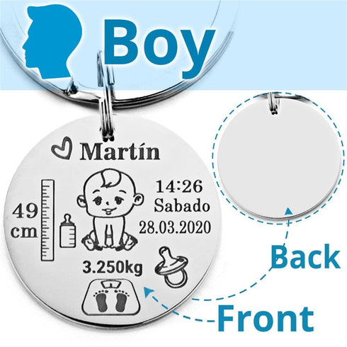 Custom Newborn Baby Engraved Name Keychain