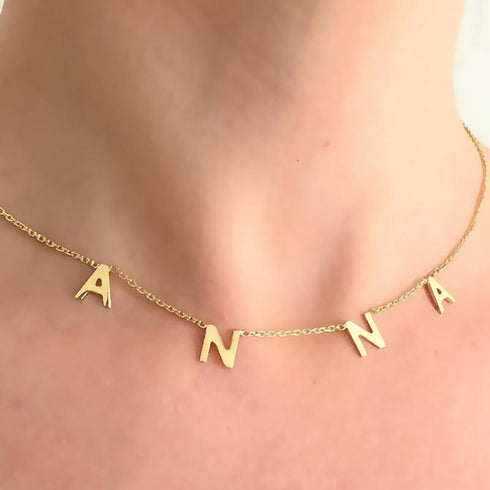 VVS Jewelry 18k Gold Custom Name Clavicle Necklace