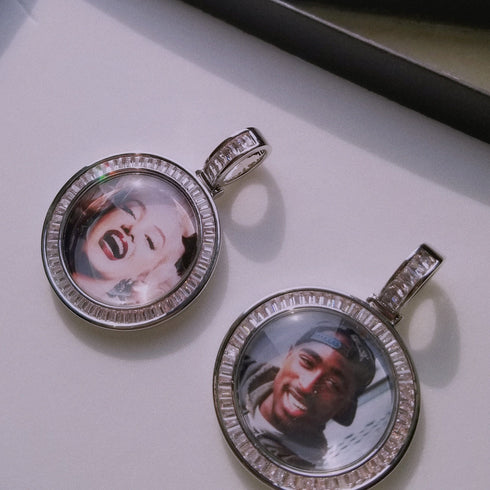 3D Custom Baguette Photo Pendant Chain with FREE Name Engraving