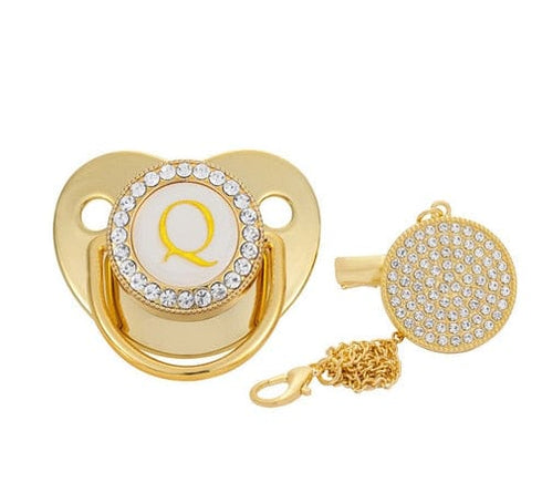 Custom Gold Bling Initial BPA Free Baby Pacifier