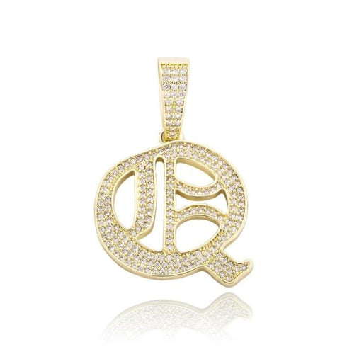 VVS Jewelry Old English Initial Pendant Necklace
