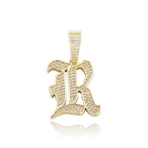 VVS Jewelry Old English Initial Pendant Necklace