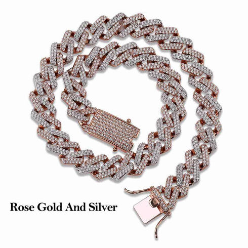 Diamond - 14mm Diamond Prong Cuban Chain AAA Quality