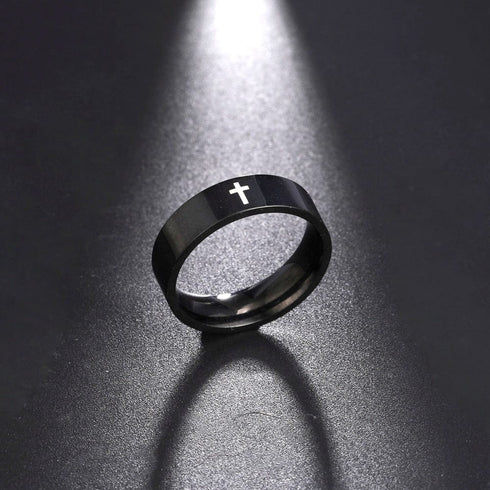 8mm Stainless Steel Cross Ring