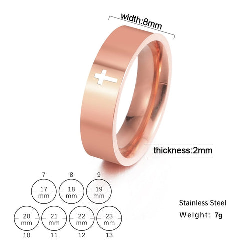 8mm Stainless Steel Cross Ring