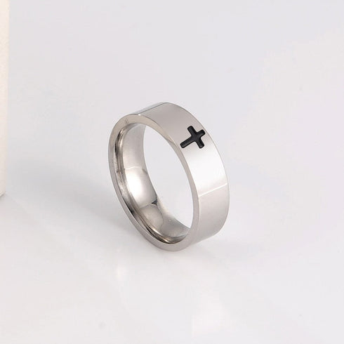 8mm Stainless Steel Cross Ring - BOGO