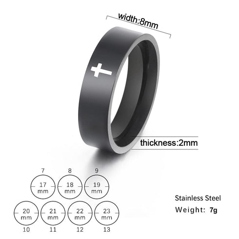 8mm Stainless Steel Cross Ring