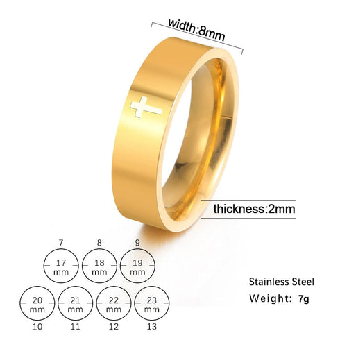 8mm Stainless Steel Cross Ring