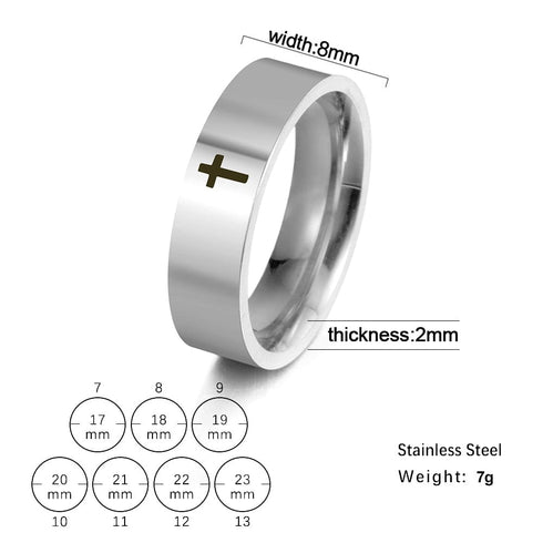 8mm Stainless Steel Cross Ring - BOGO