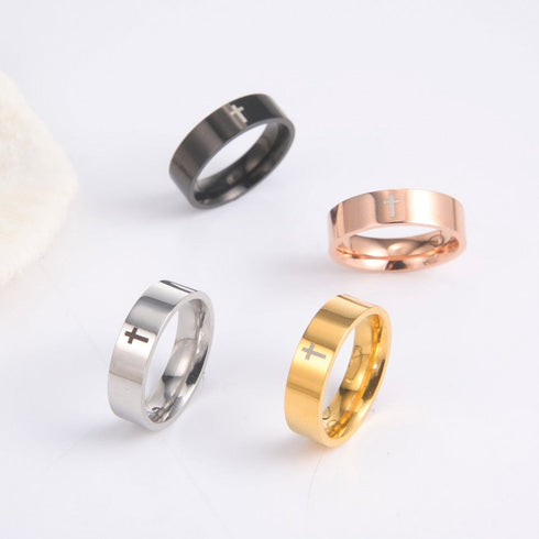8mm Stainless Steel Cross Ring