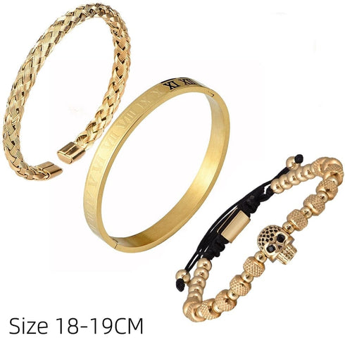 Roman Skull 3pc Bracelet Set