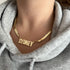 Custom Name Herringbone Chain – Gold Plated Personalized Necklace