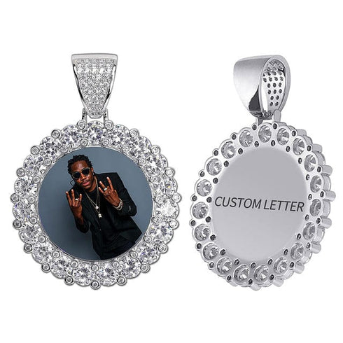 VVS Jewelry Iced Name Engraved Custom Circle Photo Chain