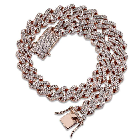 Diamond - 14mm Diamond Prong Cuban Chain AAA Quality