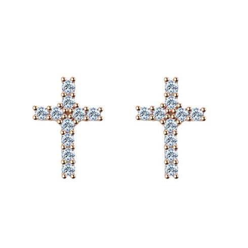 Cross 925 Silver Moissanite Iced Cross Earrings