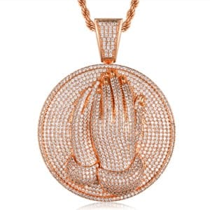 VVS Jewelry Micro Pave Circle Praying Hands