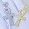 Round Ankh Cross S925 Silver Moissanite Iced Pendant Necklace