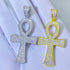 Round Ankh Cross S925 Silver Moissanite Iced Pendant Necklace