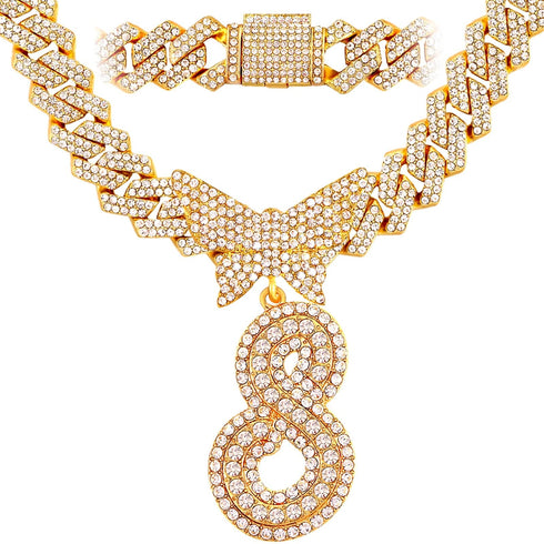 Bling Butterfly Letter Cuban Link Chain