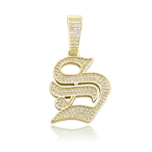 VVS Jewelry Old English Initial Pendant Necklace