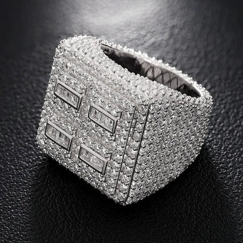S925 Silver VVS Moissanite Champion Iced Ring