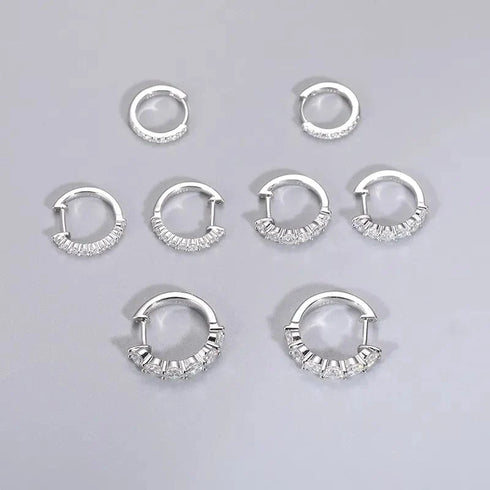 S925 VVS Moissanite Diamond Huggie CC Hoop Earrings