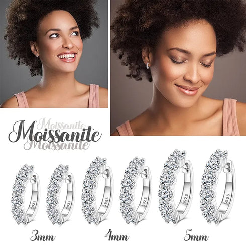 S925 VVS Moissanite Diamond Huggie CC Hoop Earrings