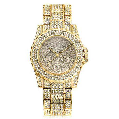 Gold Grillz + Bling Gun Pendant + Bling Gold Watch Set