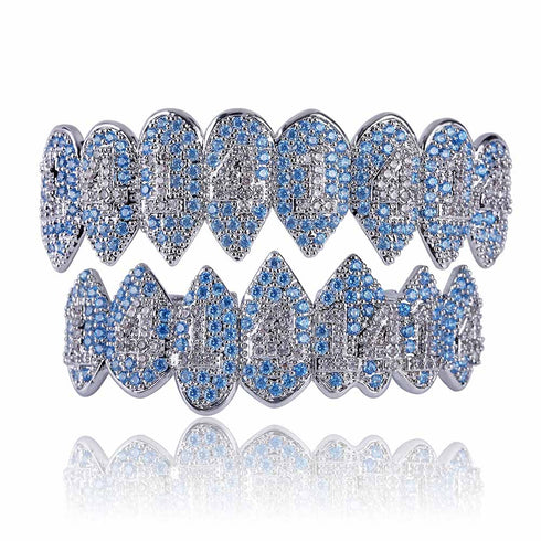 Iced Out Bling Light Blue Vampire Grillz