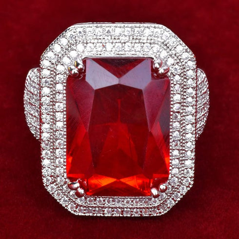 VVS Jewelry Red Synthetic Ruby Royal Ring