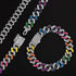 Rainbow Cuban Link Chain – Multicolor Iced Out Necklace & FREE Bracelet