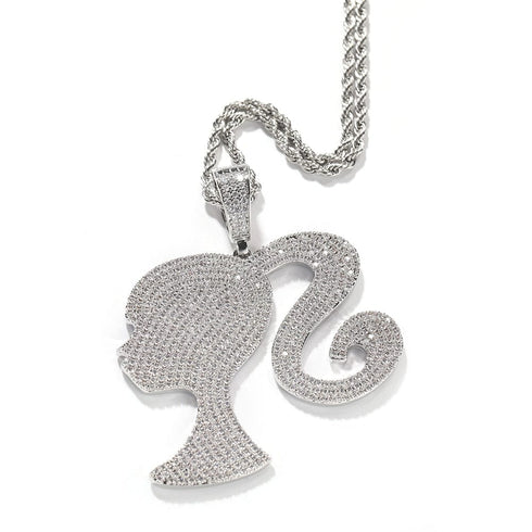 Fully Iced Barbie Pendant Necklace