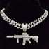 Fully Iced Submachine Gun Pendant Rapper Necklace