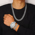 Iced out Cuban Chain & Cuban Bracelet Bundle + FREE Square Roman Watch