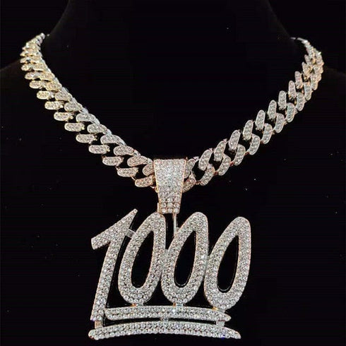 VVS Jewelry 1000 Iced Out Cuban Pendant Chain