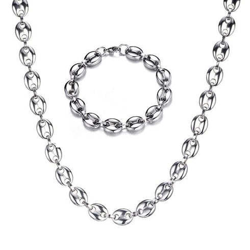 Gold/Silver Coffee Bean link chain + FREE Bracelet Bundle