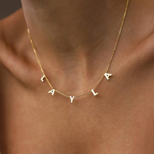 VVS Jewelry 18k Gold Custom Name Clavicle Necklace