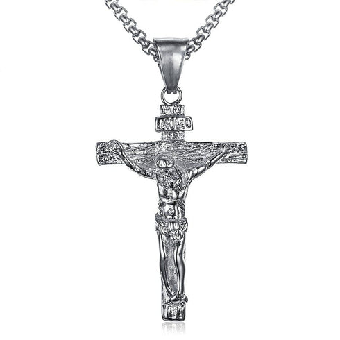 Stainless Steel INRI Crucifix Pendant Chain