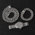 Miami Micro Pave Cuban Chain + Bracelet + Watch Set