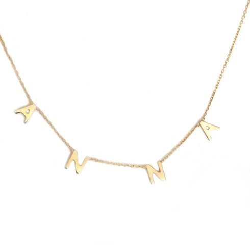 VVS Jewelry 18k Gold Custom Name Clavicle Necklace