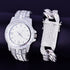 40mm Dial Iced Baguette Military Watch with Cuban Bracelet Bundle