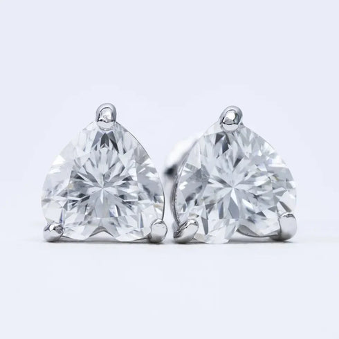 Floating Heart 925 Sterling Silver Moissanite Stud Earrings