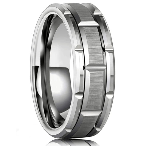 Black/Silver/Black 8MM Tungsten Carbide Band Ring