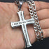 Men's Gold/Silver Stainless Steel Cross Jesus Piece Necklace Bible Verse With Curb Chain