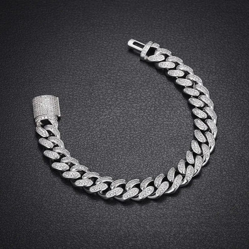 12mm 925 Sterling Silver VVS Moissanite Cuban Bracelet