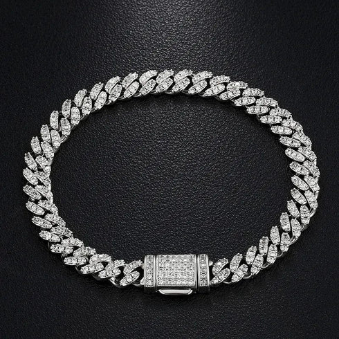6.6mm VVS D Color Moissanite Iced out Cuban Link Bracelet