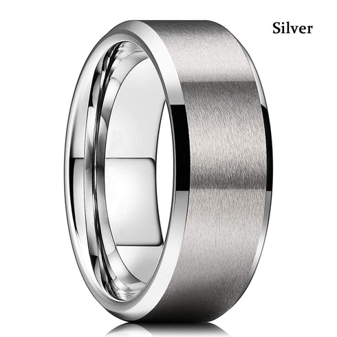 Tungsten Carbide 8MM Gold/Silver Band Ring Comfort Fit