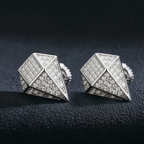 925 Sterling Silver VVS Moissanite Diamond Shape Lux Stud Earrings