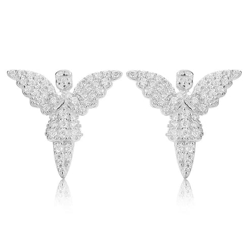 925 Sterling Silver VVS1 Moissanite Angel Stud Earrings